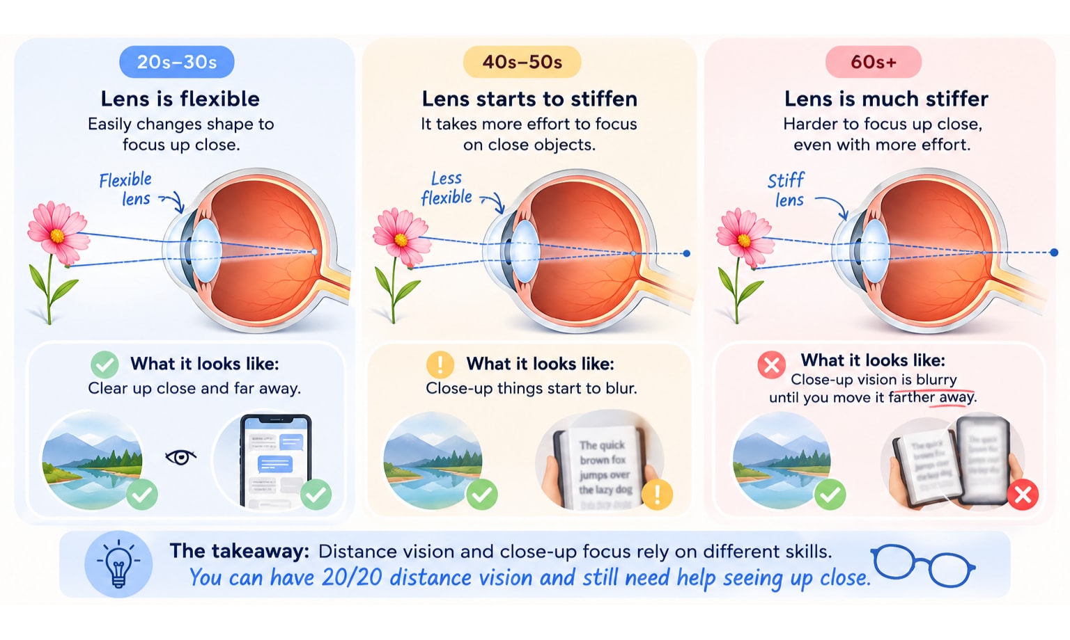Why close up vision changes with age