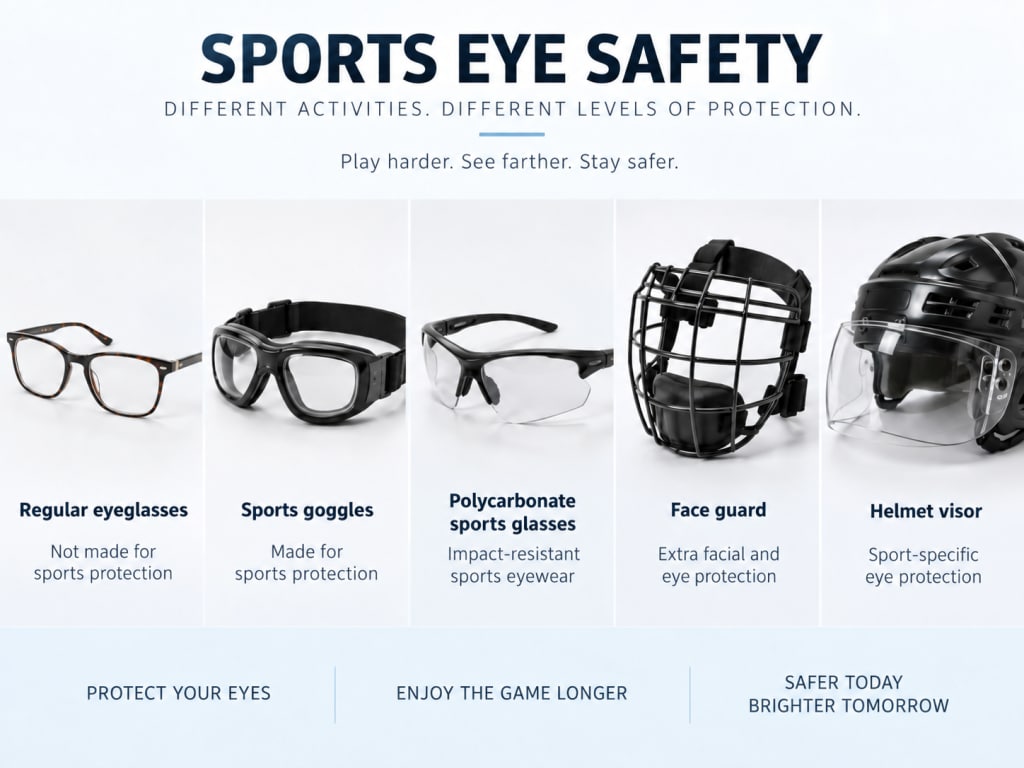 protective eyewear for sports including sports goggles and face guards